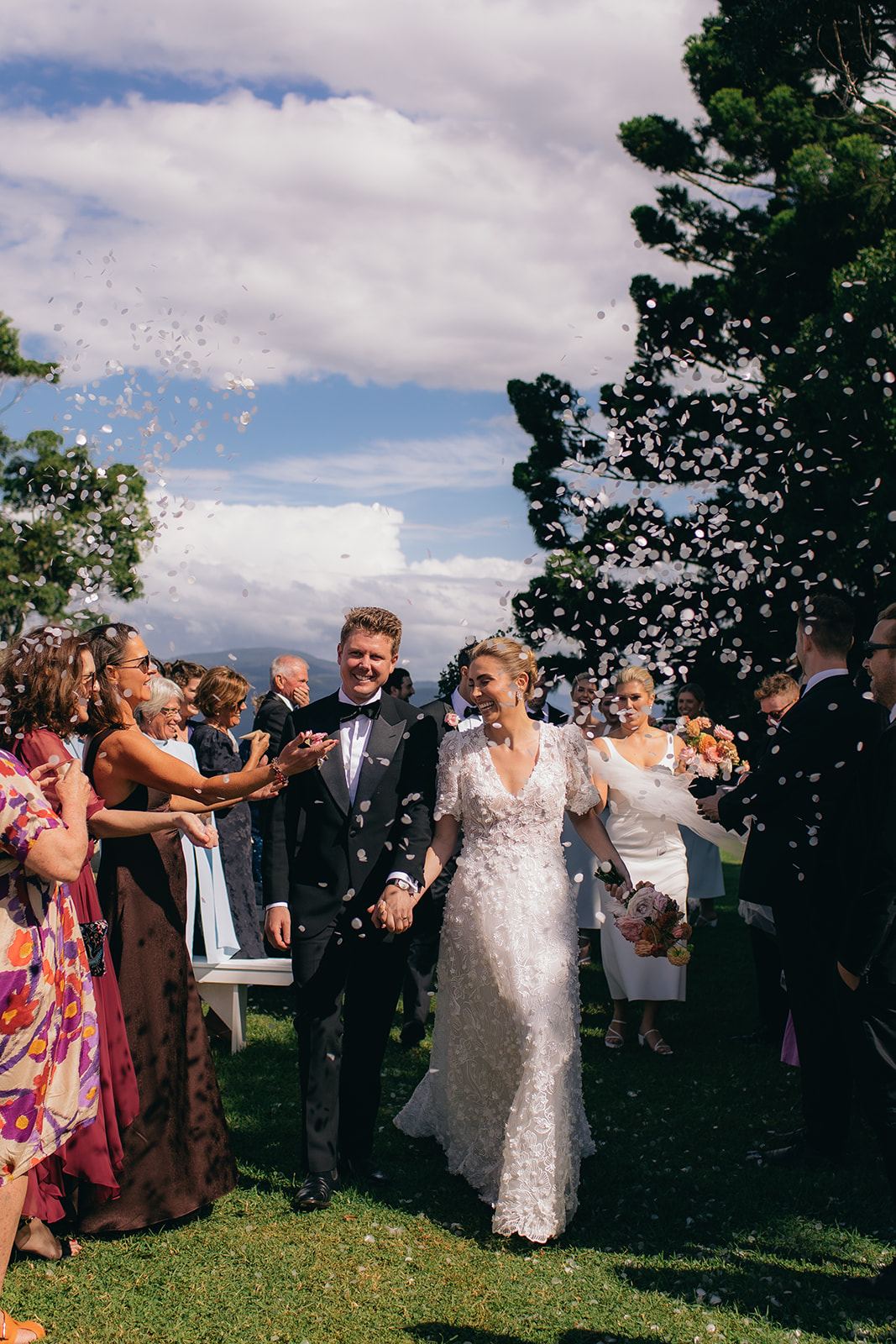 Walking down the aisle after the ceremony