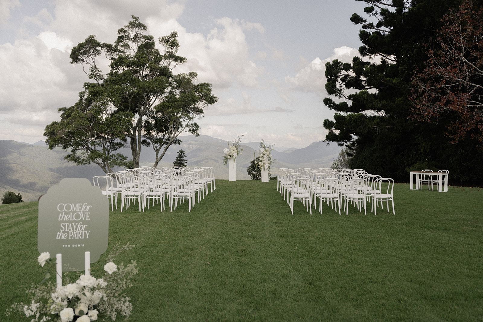 Ceremony at Rosewood Estate with the valley as a backdrop