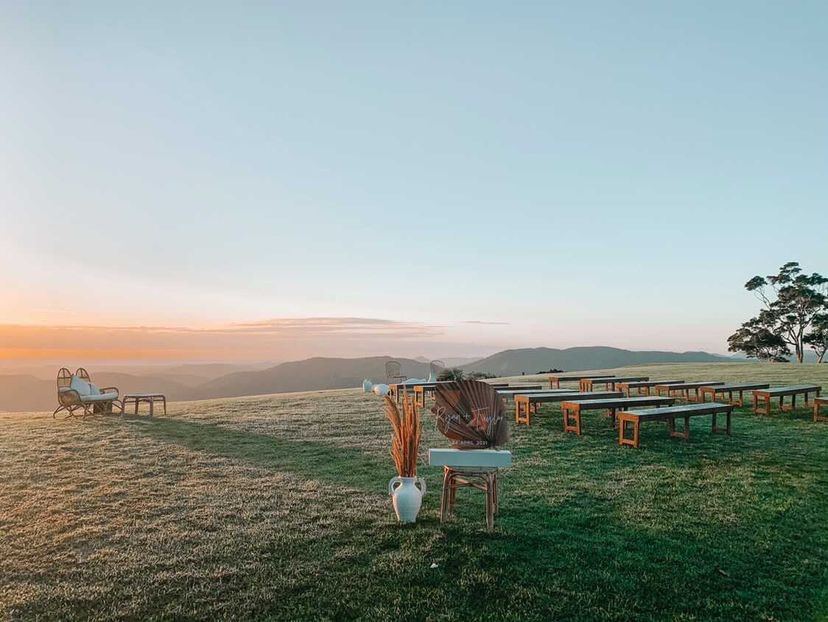 Ceremony with a view east over the coast