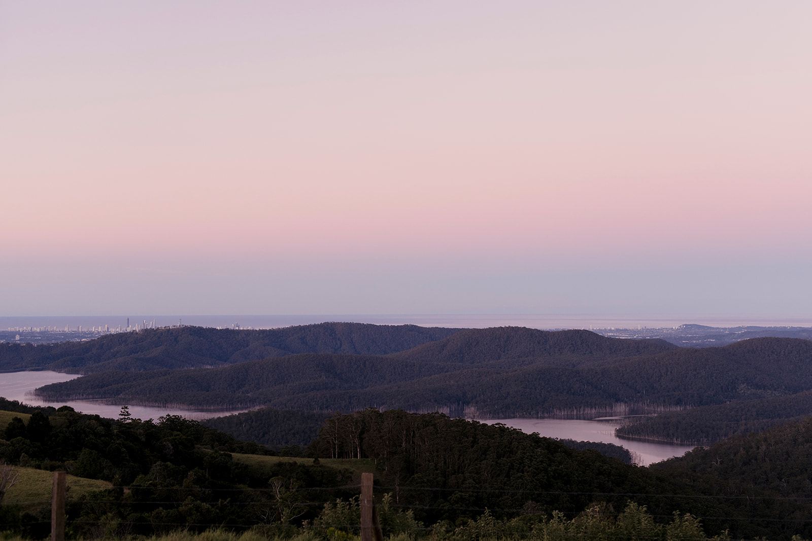 View of the Gold Coast from Rosewood Estate at dusk