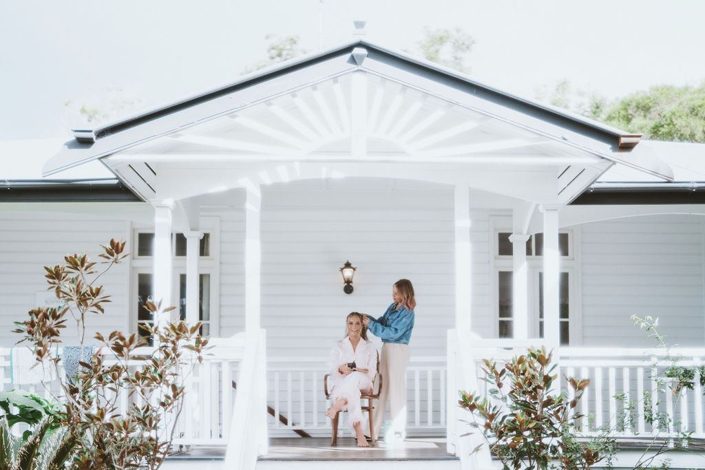 Bride getting ready at Rosewood Homestead