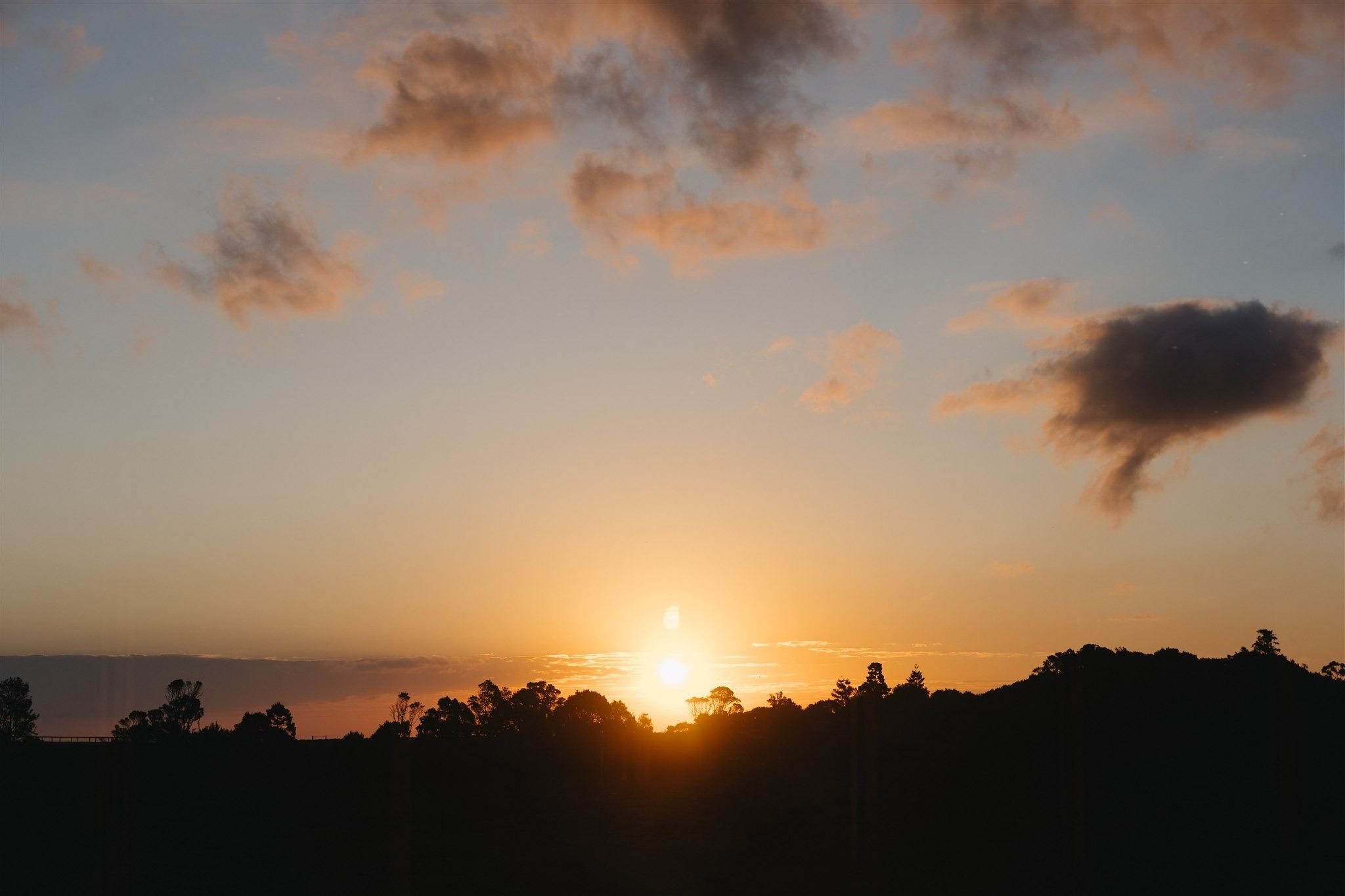 Sunset over the ranges from Rosewood Estate
